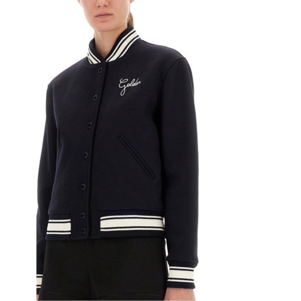 Golden Goose Dirce Navy Cropped Bomber Jacket Size 40 IT New - Picture 4 of 16